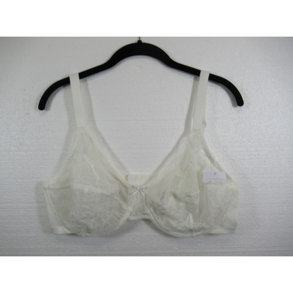 HSIA Enchante Unlined Mesh Bra 38DD White Underwire